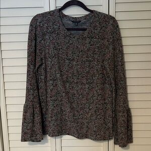 Lucky Brand Long Sleeve Top in Gray and Pink